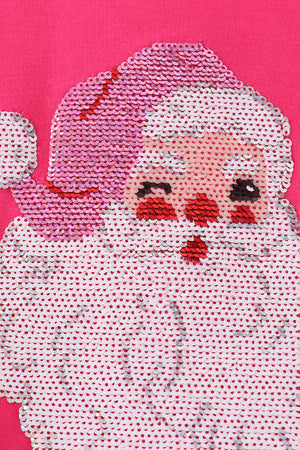 Hot Pink Santa Sequin Top