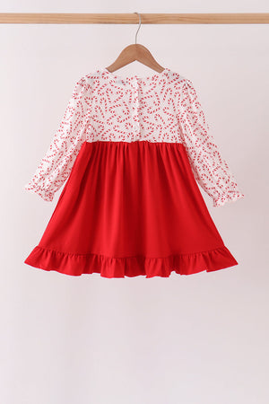 Red Candy Cane Sequin Ruffle Dress