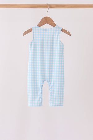 Blue Candy Cane Embroidery Gingham JonJon
