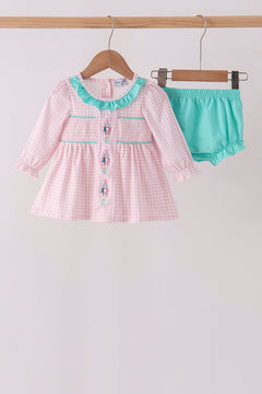 Pink Nutcracker Smocked Ruffle Bloomer Set