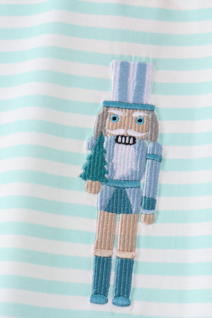 Mint Nutcracker Embroidery Stripe Top