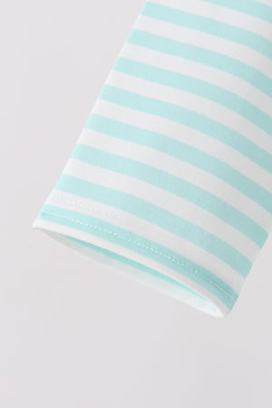 Mint Nutcracker Embroidery Stripe Top