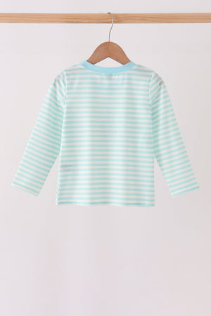 Mint Nutcracker Embroidery Stripe Top