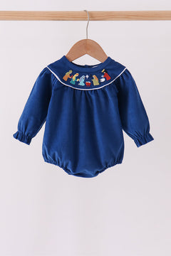 Blue corduroy Nativity Embroidery Bubble