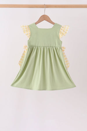 Green Princess Frog Embroidery Ruffle Dress