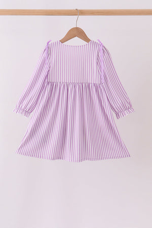 Purple Stripe Frozen Embroidery Dress