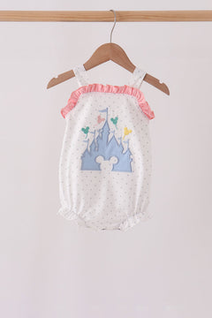 Pink Castle Applique Ruffle Bubble