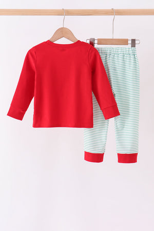 Red Farm Embroidery Pants Set