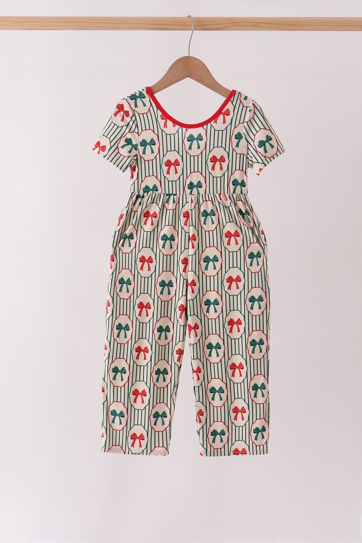 Green Christmas Bow Jumpsuit