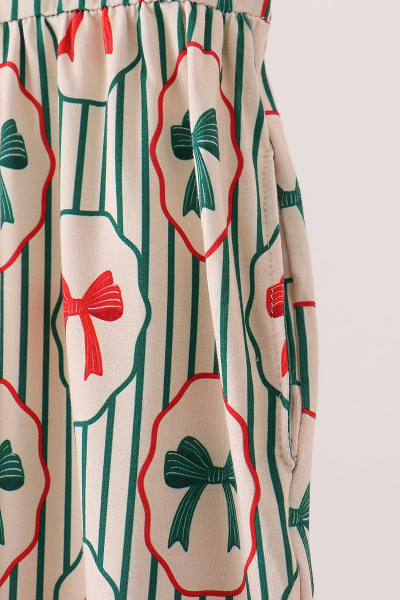 Green Christmas Bow Jumpsuit