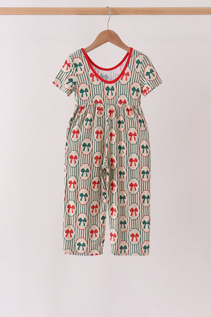 Green Christmas Bow Jumpsuit