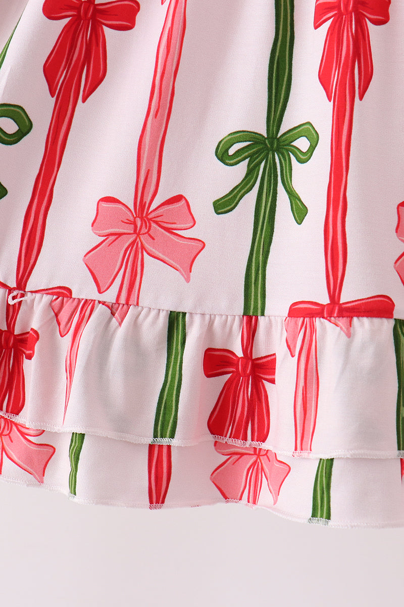 Pink Bow Ruffle Bamboo Dress