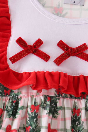 Red Velvet Ruffle Dress