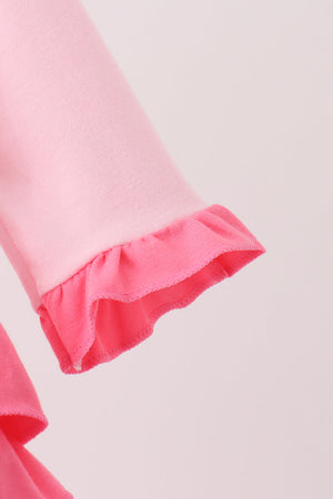 Pink Santa French Knot Ruffle Romper