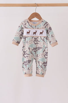 Hunting Deer Embroidery Romper