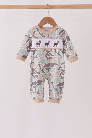 Hunting Deer Embroidery Romper