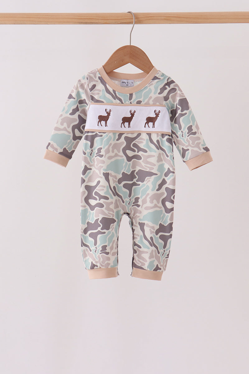 Hunting Deer Embroidery Romper