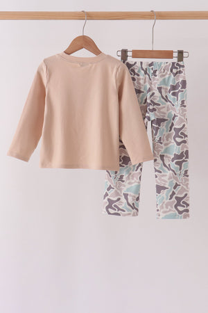 Hunting Deer Embroidery Pants Set