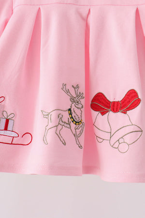 Pink Christmas Embroidery Bloomer Set