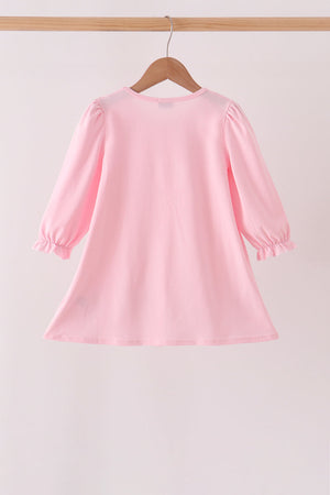 Pink Christmas Embroidery Dress