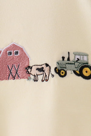 Navy&yellow farm embroidery bubble