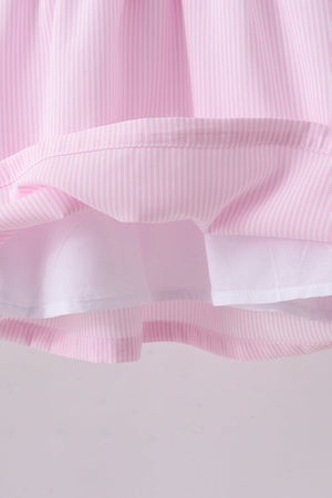 Pink stripe bunny bow embroidery bloomer set