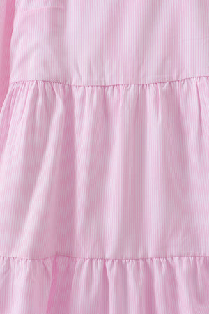 Pink stripe tiered maxi dress