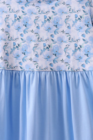 Blue floral ruffle dress