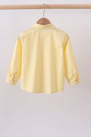 Beige bunny embroidery button down shirt