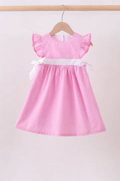Pink bow gingham ruffle dress