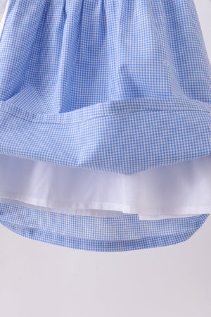 Blue bow gingham ruffle dress