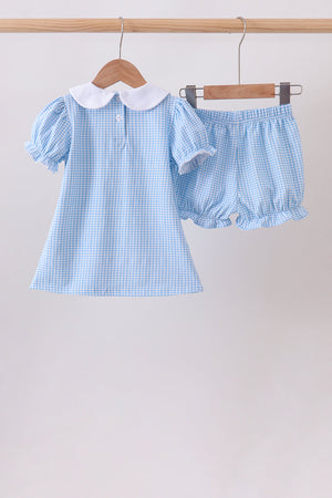 Blue Apple Smocked Bloomer Set