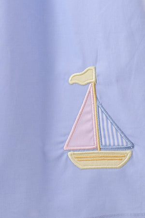 Blue Sailboat Embroidered Dress