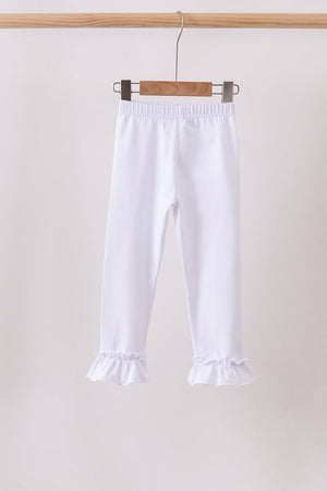 White ruffle pants
