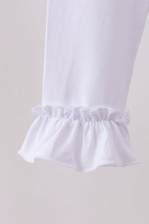 White ruffle pants