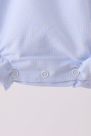 Blue turkey embroidery checkered ruffle bubble
