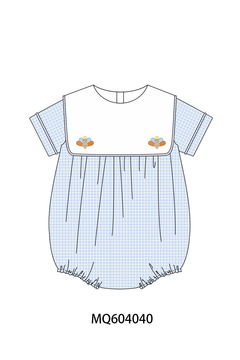 Blue turkey embroidery checkered bubble