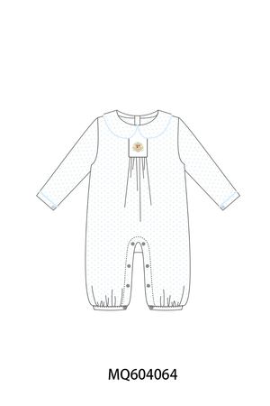 Blue dot turkey embroidery romper