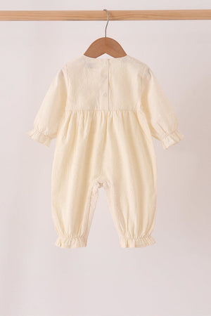 Beige turkey embroidery romper