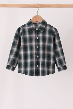 Green plaid button down shirt
