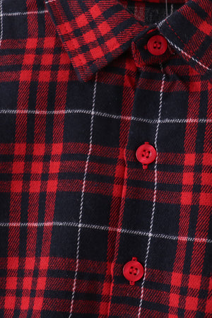 Red plaid button down shirt
