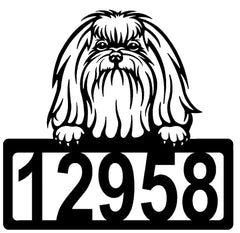 Maltese Address Sign - Detailed Dog Design with Custom House Numbers