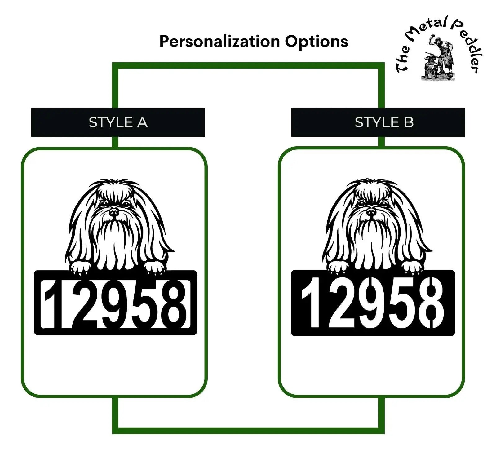 Maltese Address Sign - Detailed Dog Design with Custom House Numbers