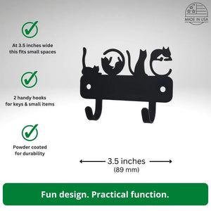 Love Cats Mini Key Rack with 2 Hooks