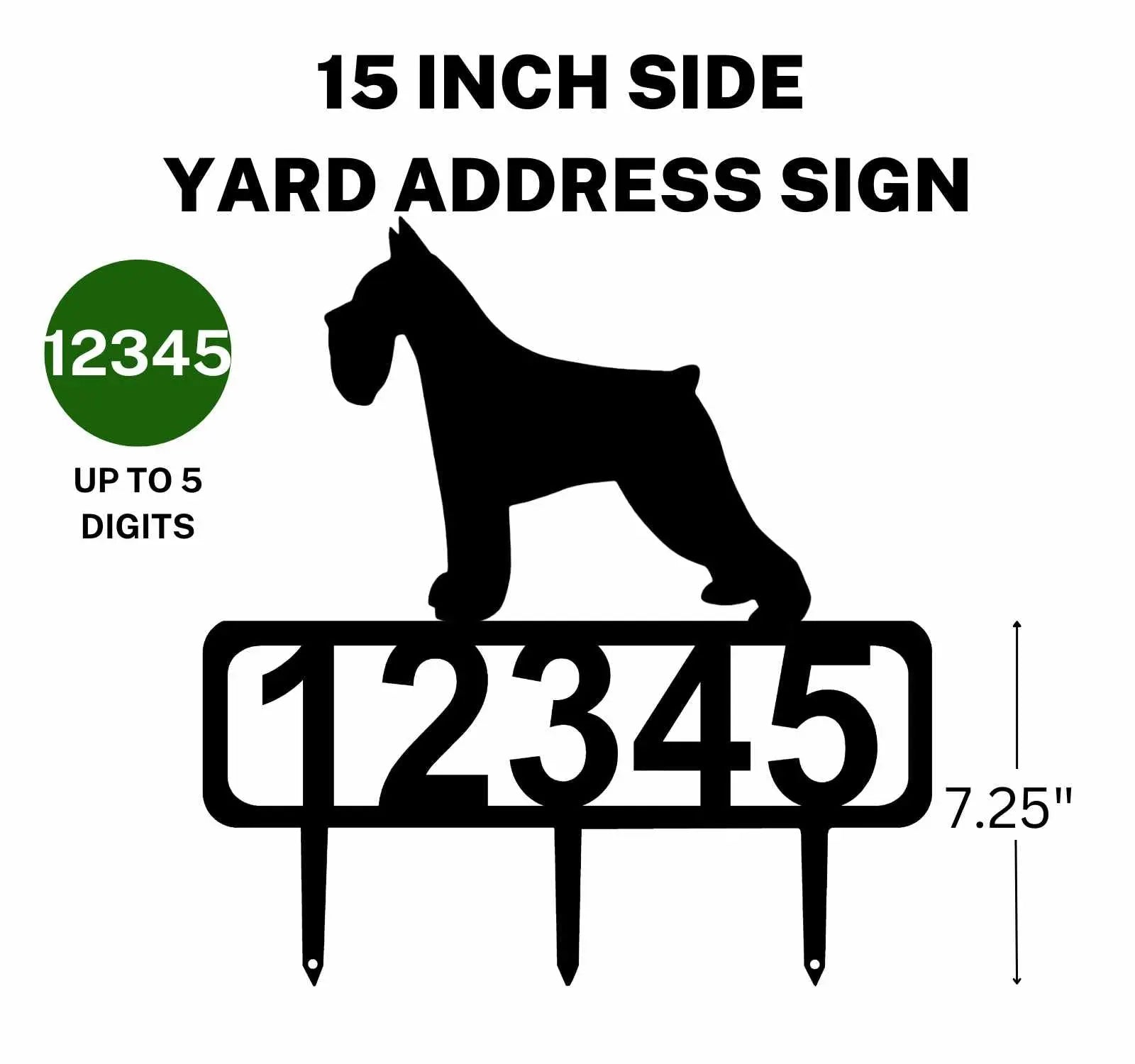 Miniature Schnauzer Yard Address Sign with Stakes