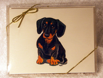 Fur Children Blank Note Cards - Dachshund (Black/Tan) (NC040549)