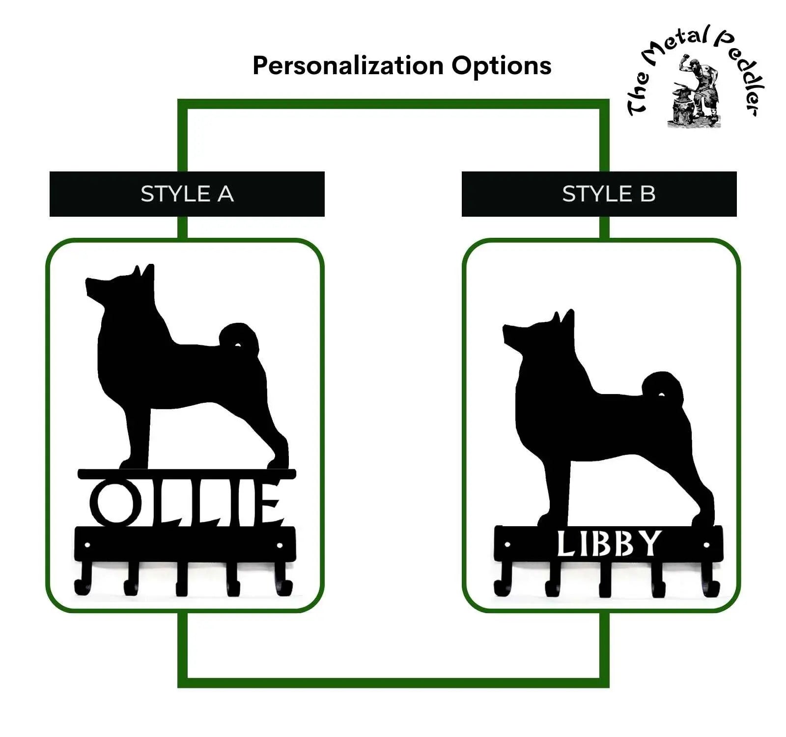 Norwegian Buhund Personalized Key Hanger and Leash Holder -  5 Hooks