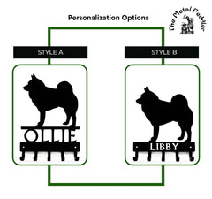 Norwegian Elkhound Personalized Key Hanger and Leash Holder -  5 Hooks