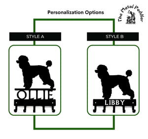 Poodle Dog Personalized Key and Leash Holder -  5 Hooks