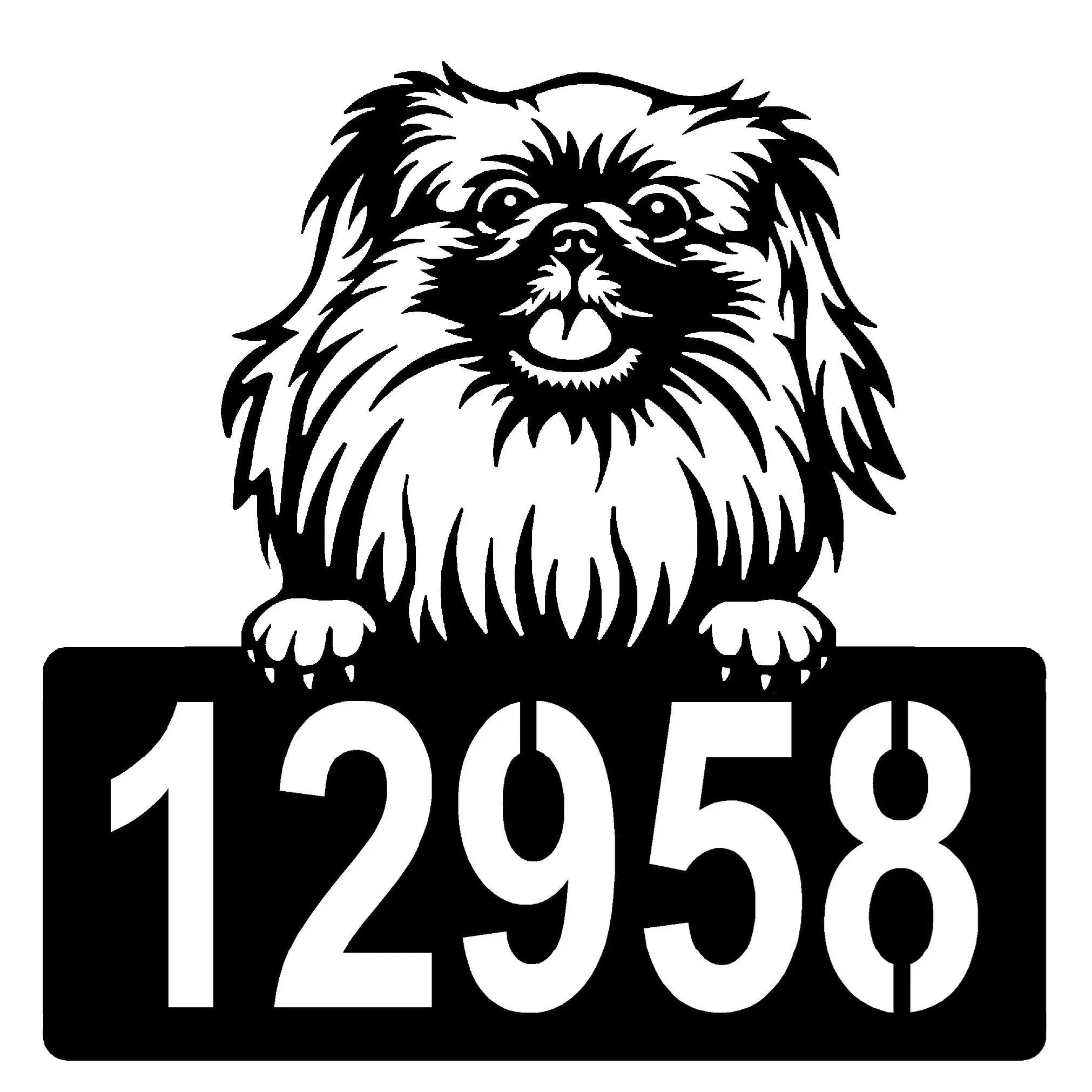 Pekingese Address Sign - Detailed Dog Design with Custom House Numbers
